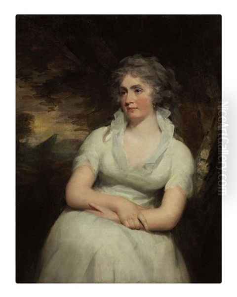 Portrait Of Dame Helen Houston Of Clerkington, Seated In A White Dress - view 1