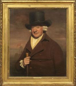 Portrait Of A Gentleman Merchant, A River Landscape Beyond