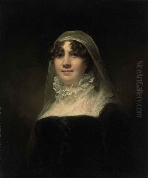Portrait Of A Lady (mrs. Jane Hodgson, Wife Of Mr V. Giles?) In A Black Dress, With A Lace Collar And Head Dress - view 1