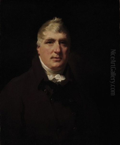 Portrait Of John Rennie Wearing A Plum Coat - view 1