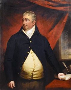 Portrait Of Charles James Fox In A Black Coat And A Yellow Waistcoat, Standing Before A Desk Holding Documents