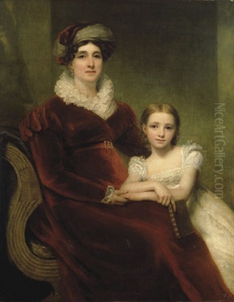 Double Portrait Of Mrs Alexander Allan Seated In A Crimson Velvet Dress And Her Granddaughter, Matilda - view 1