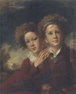 Double Portrait Of Two Boys Seated In Red Suits In A Landscape by Sir Henry Raeburn