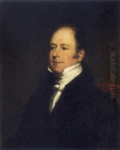 Portrait Of A Gentleman In A Black Coat And White Foulard - view 1