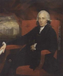 Portrait Of A Gentleman In A Black Coat And Breeches, Holding A Scroll, The Bridewell Beyond