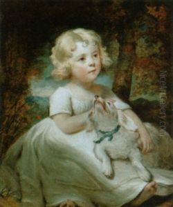 Portrat Eines Kleinen Madchens Mit Hund by Sir Henry Raeburn
