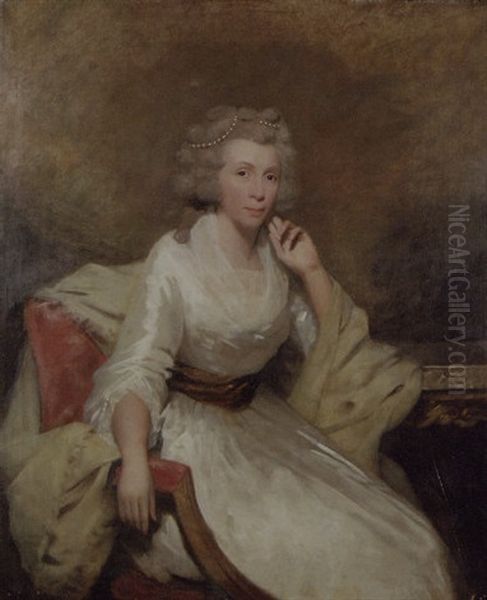 Portrait Of Margaretta Henrietta, Lady Hepburn, In A White Dress And A Green Shawl - view 1