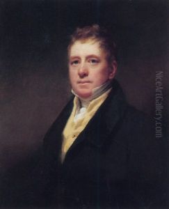Portrait Of Thomas John Fordyce, Wearing A Black Coat With A Yellow Waistcoat And White Stock