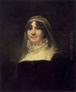 Portrait Of Jane Hodgson, Wearing A Black Dress And White Lace Ruff And Veil