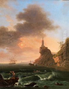 Meeresbucht Mit Einem Leuchtturm by Carlo Bonavia