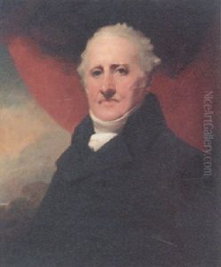 Portrait Of A Gentleman (andrew Wauchope Of Niddrie?) In A Black Coat And Cravat, Against A Red Curtain by Sir Henry Raeburn