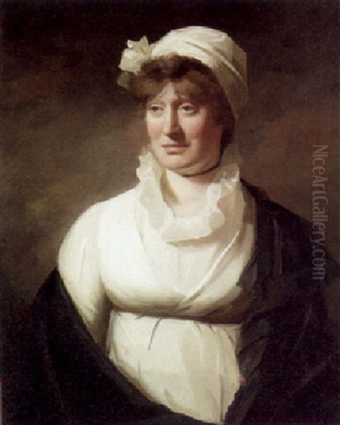 Portrait Of Miss Anne Pringle In A White Dress And Black Cloak - view 1
