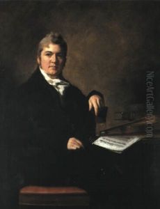 Portrait Of John Clarke With A Violin And Music Score On A Table
