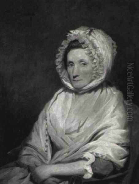 Portrait Of A Lady Seated In A Chair Wearing A White Bonnet - view 1