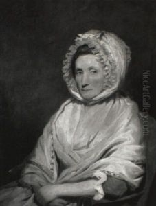 Portrait Of A Lady Seated In A Chair Wearing A White Bonnet by Sir Henry Raeburn