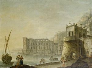 A View Of The Temple Of Diana, Baia, Withgrand Tourists In The Foreground by Carlo Bonavia