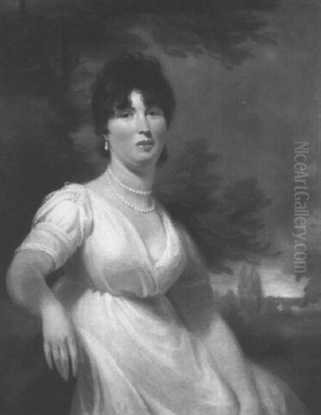 Portrait Of A Lady Wearing A White Dress - view 1
