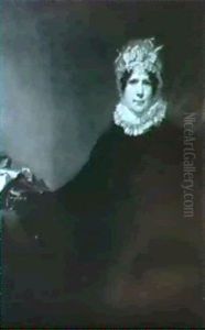 Portrait Of A Lady Said To Be Mrs. Grieg, Seated Three-quarter Length, Wearing A Black Satin Dress With A by Sir Henry Raeburn