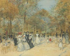 Promenade Aux Champs-elysees by Jean Francois Raffaelli