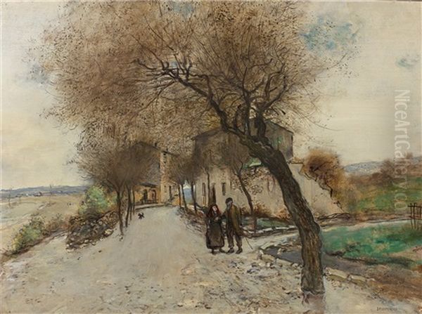 Promeneurs A La Sortie D'un Village - view 1
