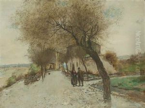 Promeneurs A La Sortie Du Village