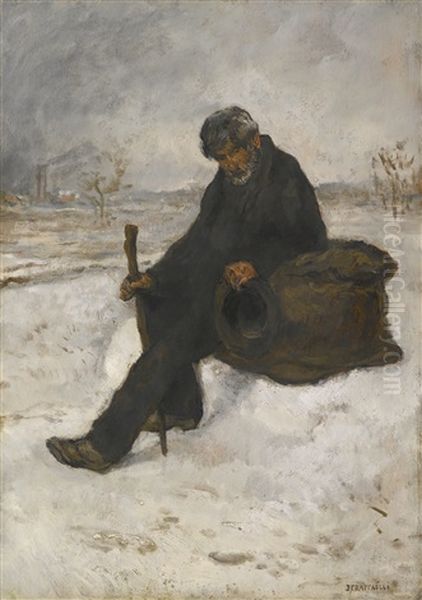 Le Cheminot Dans La Neige - view 1