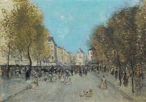 Bustling Parisian Street