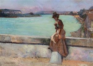 Girl Seated On Bridge