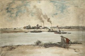 Les Berges De La Seine Pres De Paris by Jean Francois Raffaelli