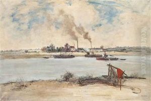 Les Berges De La Seine En Banlieue by Jean Francois Raffaelli