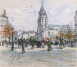 Saint-germain Des Pres by Jean Francois Raffaelli