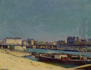 Vue Sur La Rive Droite De La Seine, Paris by Jean Francois Raffaelli