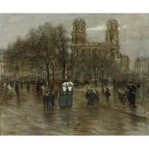 Place St. Sulpice, Paris by Jean Francois Raffaelli