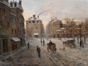 Winterliche Strasenszene by Jean Francois Raffaelli