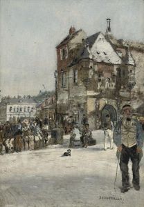 La Lieutenance, A Honfleur - Daily Activities In Honfleur by Jean Francois Raffaelli