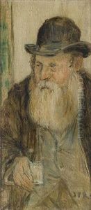 Portrait Of An Old Man Wearing A Bowler Hat