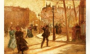 Coup De Vent Sur Les Quais A Paris by Jean Francois Raffaelli