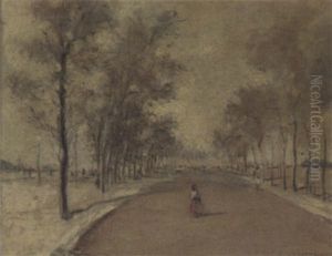 Figure On A Shaded Path by Jean Francois Raffaelli