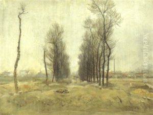 L'allee D'arbres En Hiver by Jean Francois Raffaelli