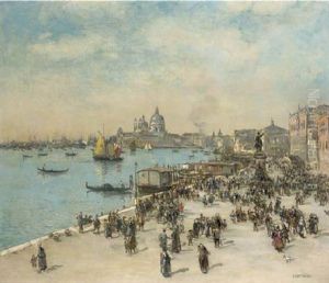 La Riva Degli Schiavoni, Venice by Jean Francois Raffaelli