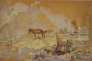 Femme Et Enfants Dans Un Paysage by Jean Francois Raffaelli