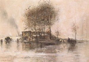 Les Environs De Paris Sous La Neige by Jean Francois Raffaelli