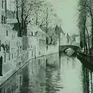European Canal Scene by Jean Francois Raffaelli
