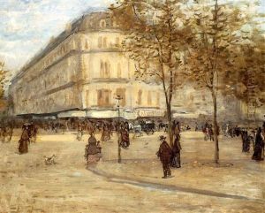 Place Du Theatre Francais, Paris by Jean Francois Raffaelli