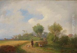 Angler By The Village Pond