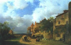Die Rast Vor Der Schenke by Ignaz Raffalt