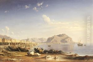 Fishing Boats On A Mediterranean Shore by Etienne Raffort