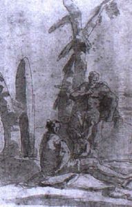 A Pair Of Drawings: Orientals Conversing By A Tree And Hercules With A Seated Female Figure And A Child by Giovanni Raggi