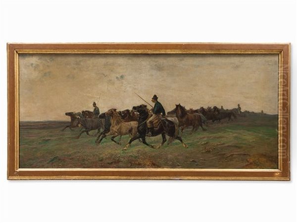 Horse Drovers In The Steppe - view 1