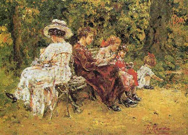 Due Donne Al Parco Con Tre Bambine - view 1